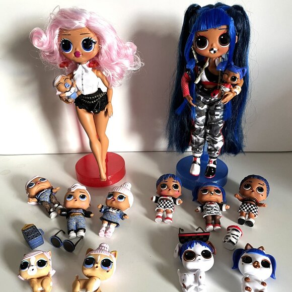 OMG Doll Families Lot - Uptown Girl & Downtown BB + LOL Pets Babies - 14 Dolls - Picture 2 of 14
